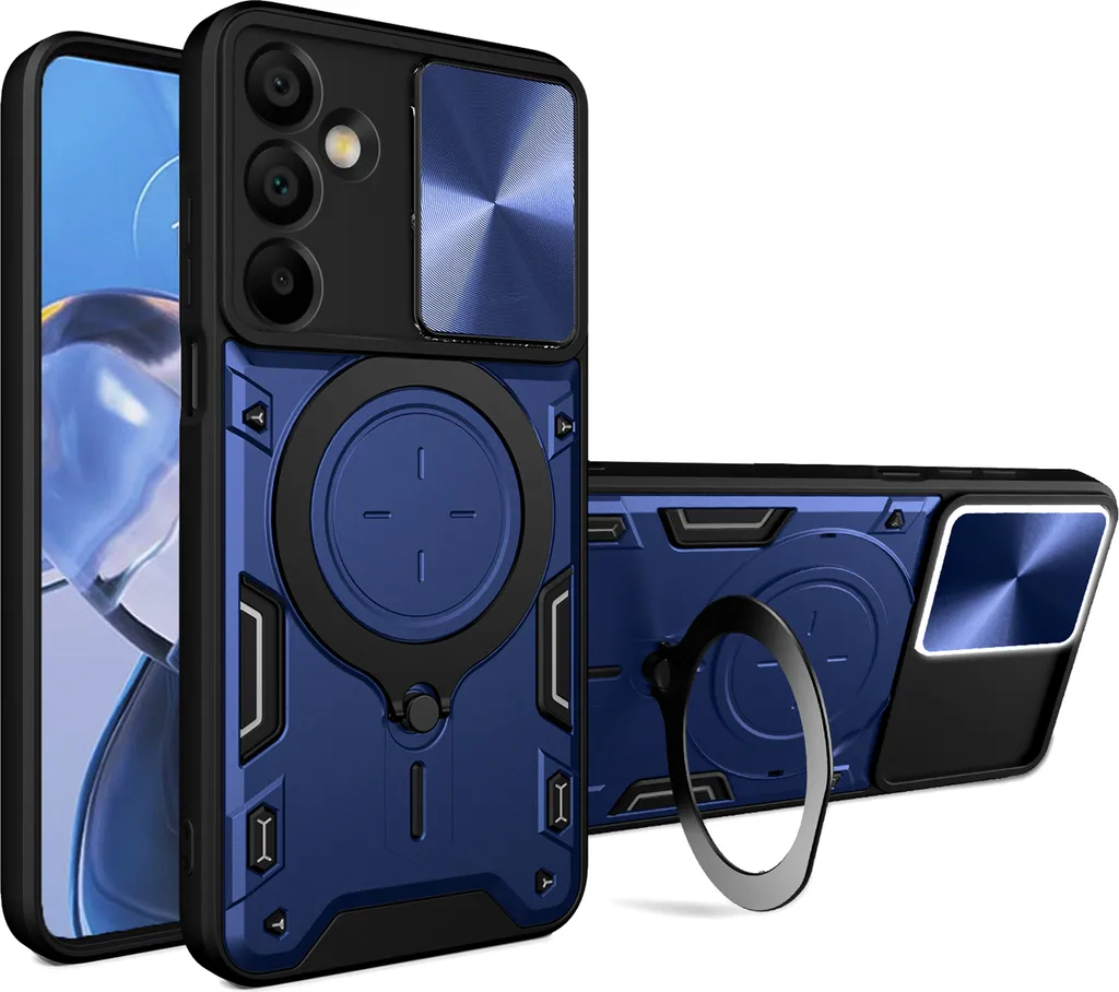 Custodia Samsung Galaxy A16 Blu con Protezione Fotocamera e Anello