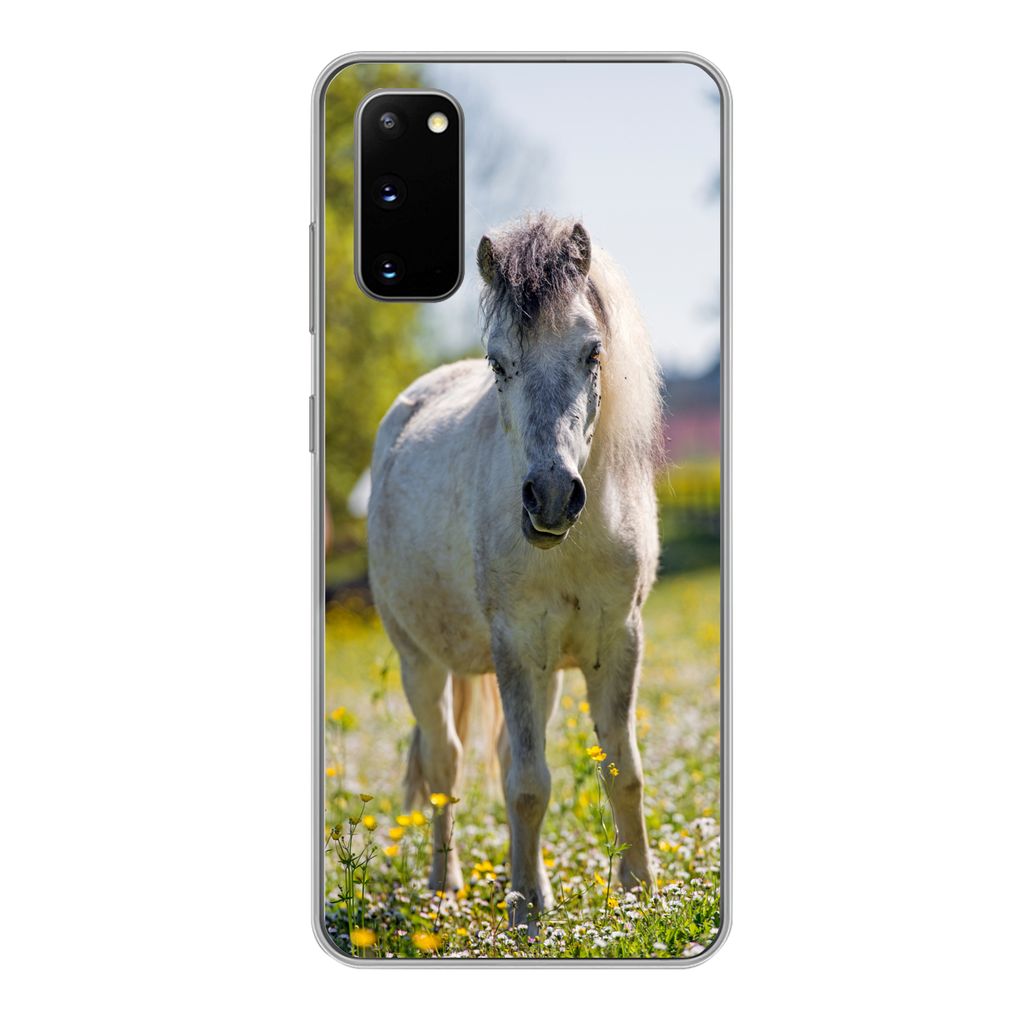 MuchoWow Handyhülle Schutzhülle Hülle für Samsung Galaxy S20 Pferd - Blumen - Licht Silikon Softcase Handy Hülle - Bild
