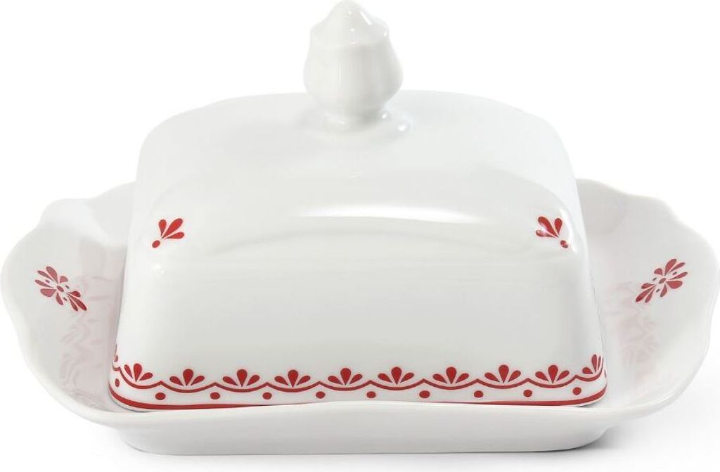 Butterdose, 250 g, Tschechisches Porzellan, Hyggeline, rot, Leander