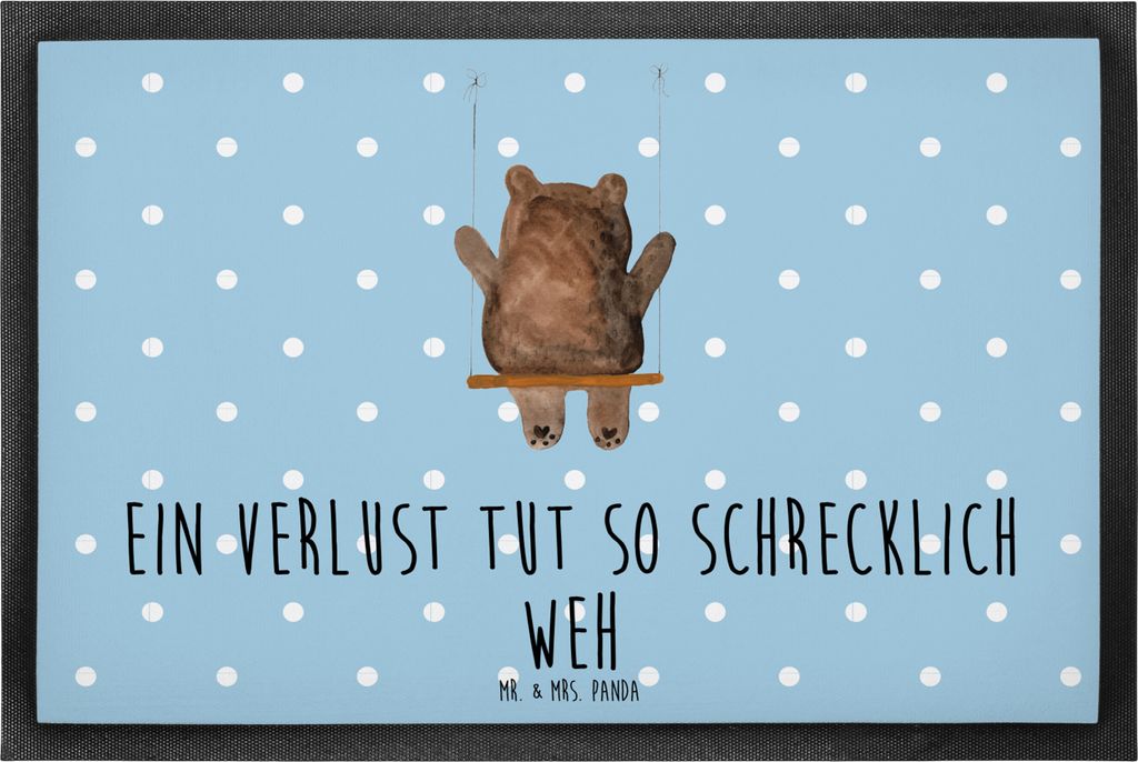 Mr. & Mrs. Panda Schmutzfangmatte Bär Schaukel 60 x 90 cm - Blau Pastell - Geschenk, Teddy, Gummimatte, Fußabtreter, Schmutzmatte, fußmatte, Bod...