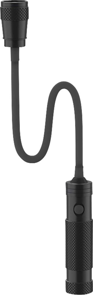 A black flexible LED work light with a zoom feature, shown against a white background.