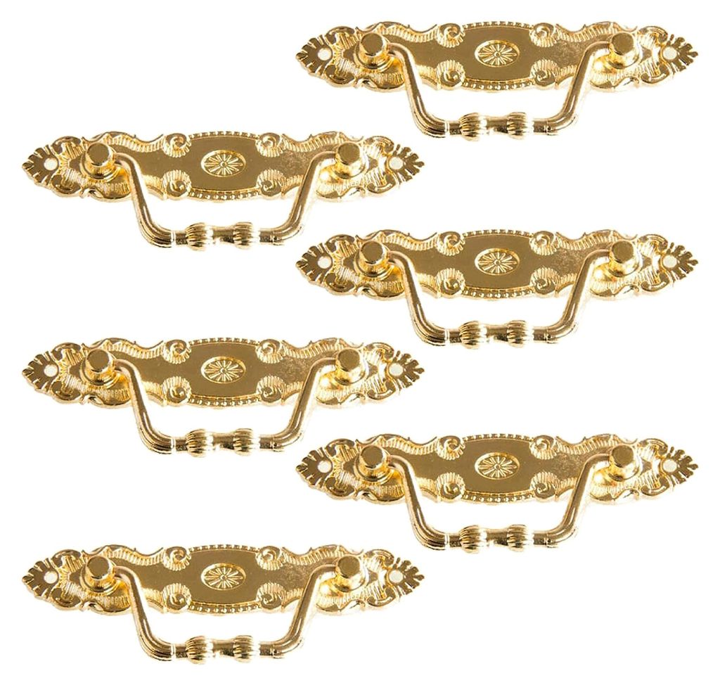 Retro Schubladengriffe im Vintage-Design für Möbel, Schränke und Schubladen, Antik Gold, 6 Stück