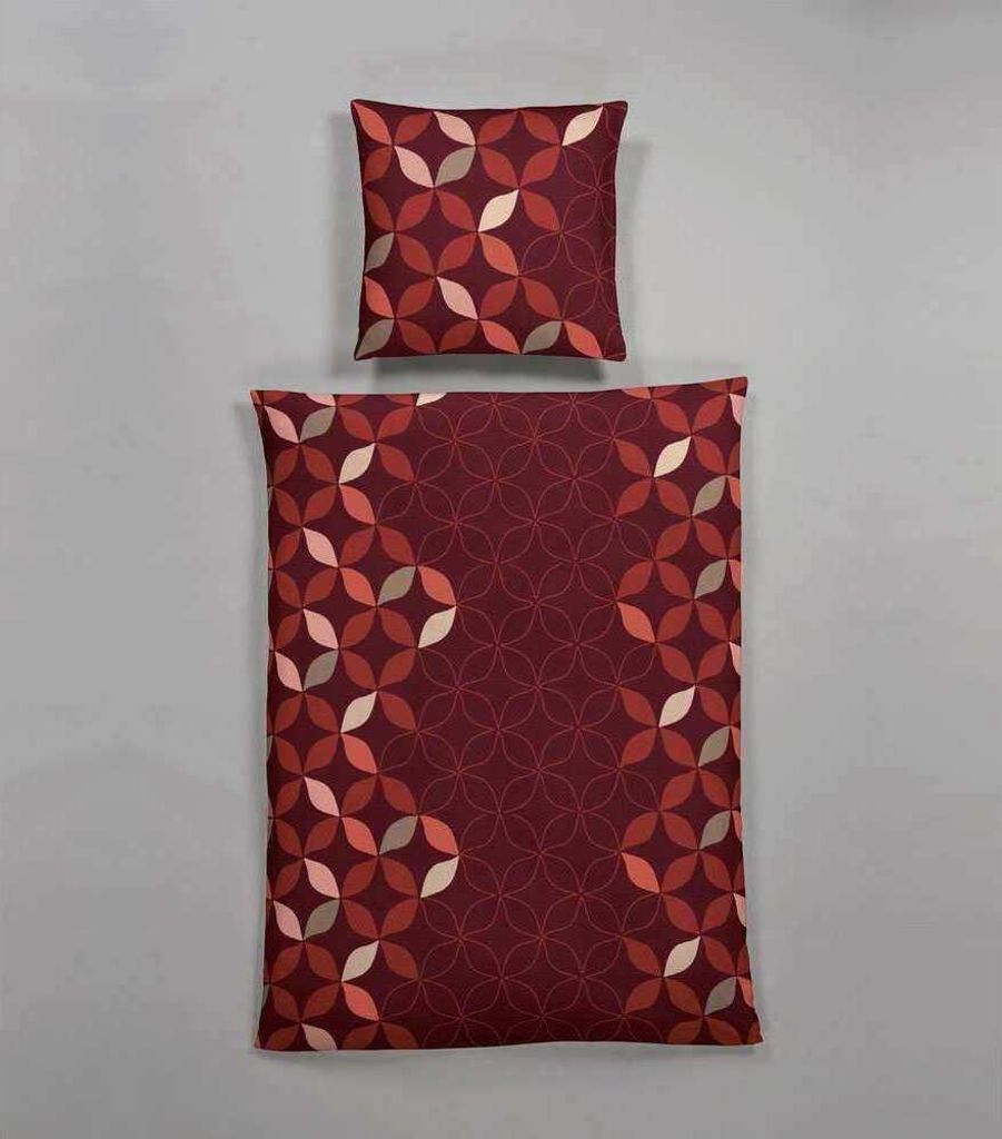 Hahn Microfaser Bettwäsche Rot Blüten Blumen Reißverschluss Bettbezug Kissenbezug Bettgarnitur Bettwäsche-Set Bettzeug 135x200 cm