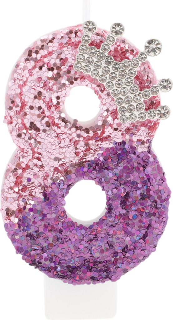 Geburtstagskerzen Nummer 8, Kronen-Geburtstagskerzen, Tortenaufsatz Dekoration Kuchendekoration, Geburtstagskerzen für Geburtstagsdekoration, Pink...