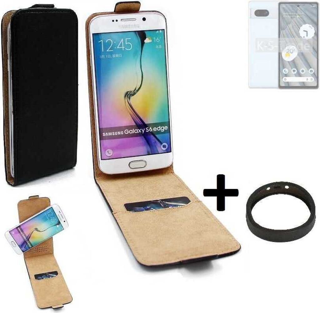 K-S-Trade TOP SET Handyhülle kompatibel mit Google Pixel 7a 360° Flipstyle Schutzhülle Smartphone Tasche schwarz + TPU Bumper, Case Hülle Flip