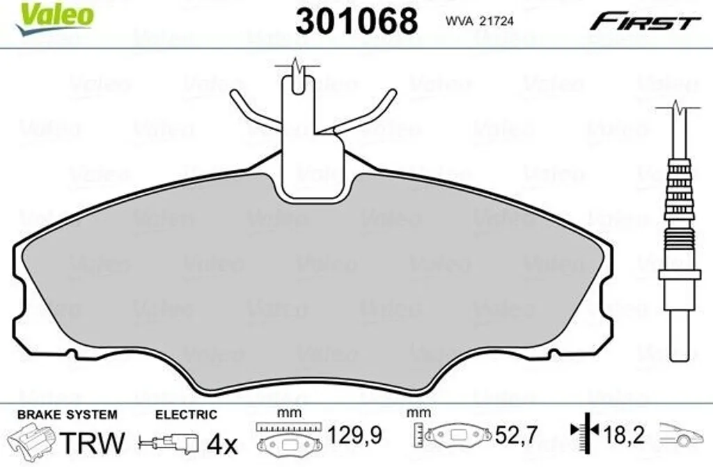 Jeu de plaquettes de frein avant pour Peugeot 406 - Qualité origine Valeo