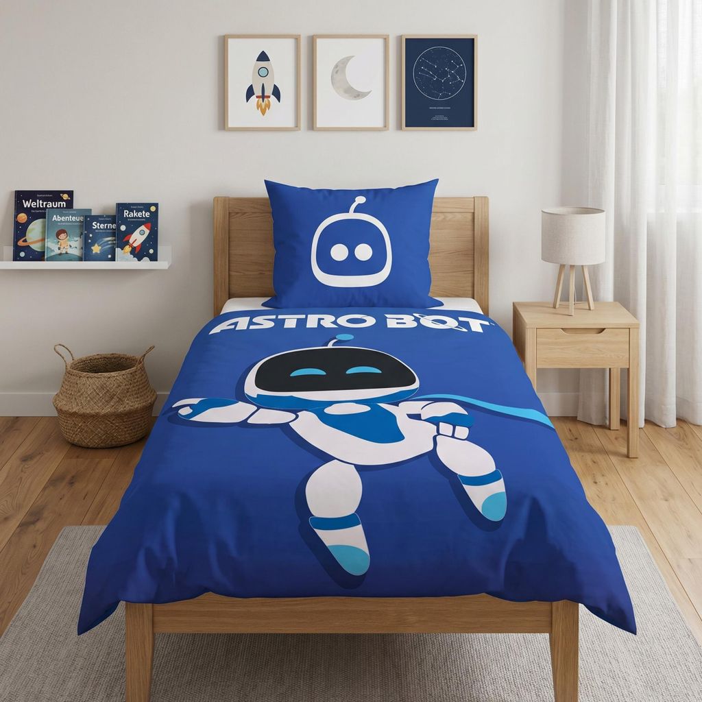 Astro Bot Bettwäsche- Set in Blau/ Weiß,  Geschenk für Produktbild 