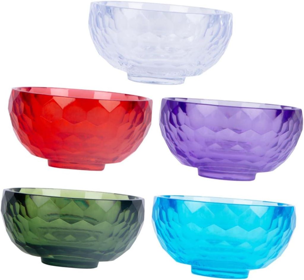 Set mit 5 kleinen, multifunktionalen 6-cm-Schälchen aus Kristallacryl zum Mischen von Gesichtsmasken und Gesichtspflegeprodukten – tragbar und l...