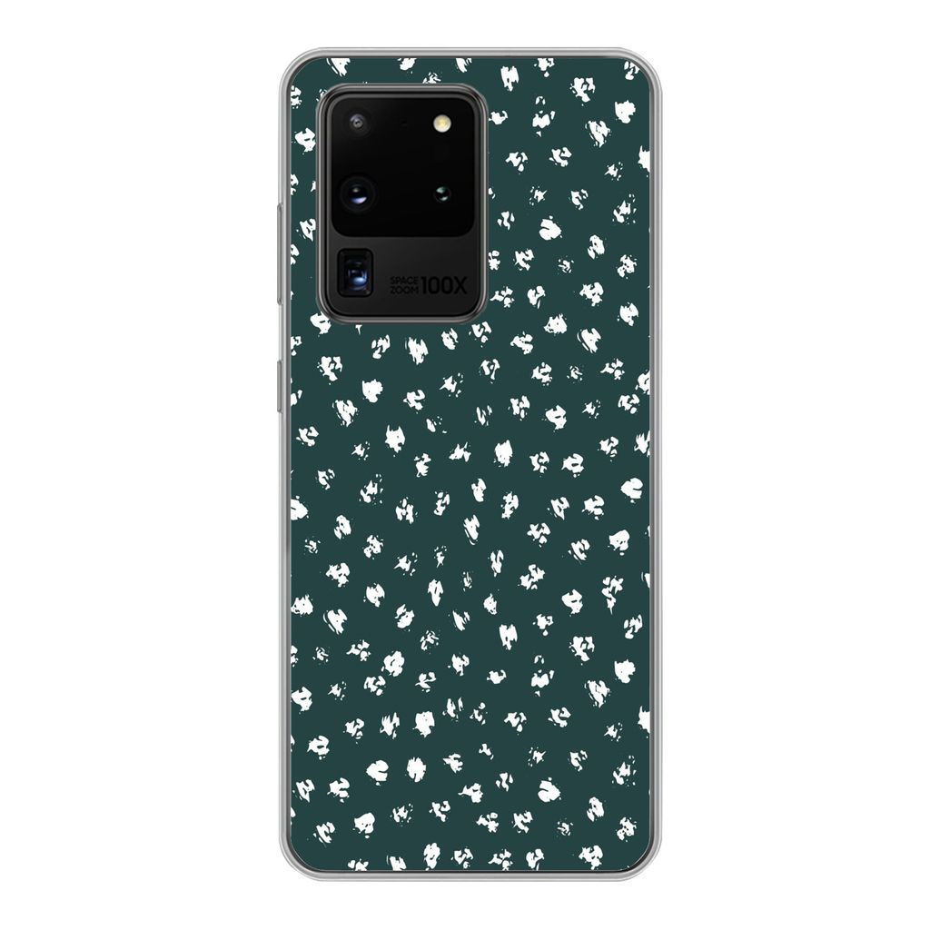 MuchoWow Handyhülle Schutzhülle Hülle für Samsung Galaxy S20 Ultra Polka dots - Weiß - Grün Silikon Softcase Handy Hülle - Karteninhaber