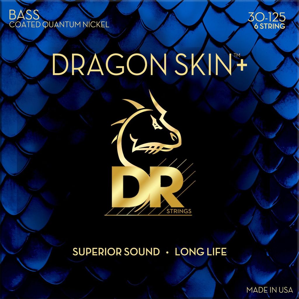 DR Strings Dragon Skin+ Coated Nickel 6-String Medium 30-125 Saiten für 6-saitigen E-Bass