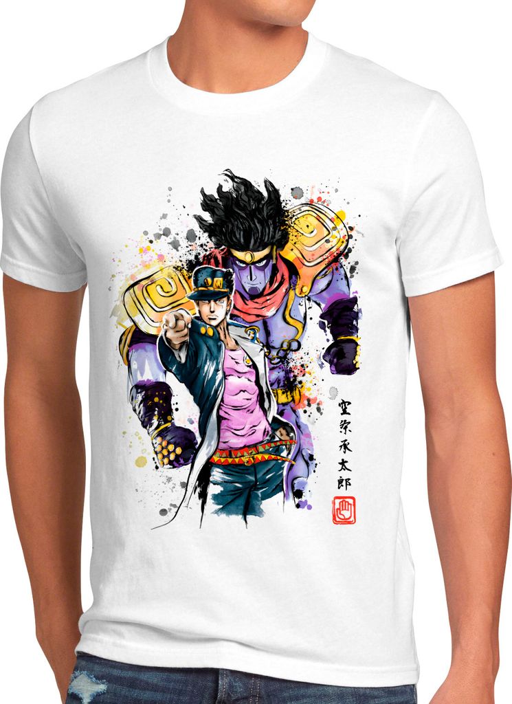 BaumwolleCloud Adventure Watercolor Herren T-Shirt bizarre anime japan manga jojos