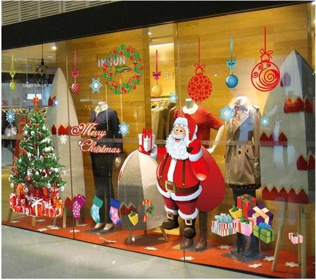Autocollants Noël pour fenêtres en PVC : décorations hivernales 45 pcs