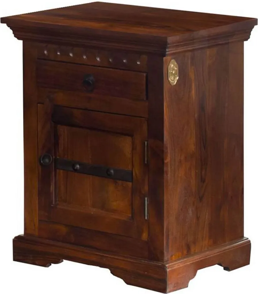 Table de nuit 45x40 Acacia laqué Nougat OXFORD #271 - MASSIVMOEBEL24