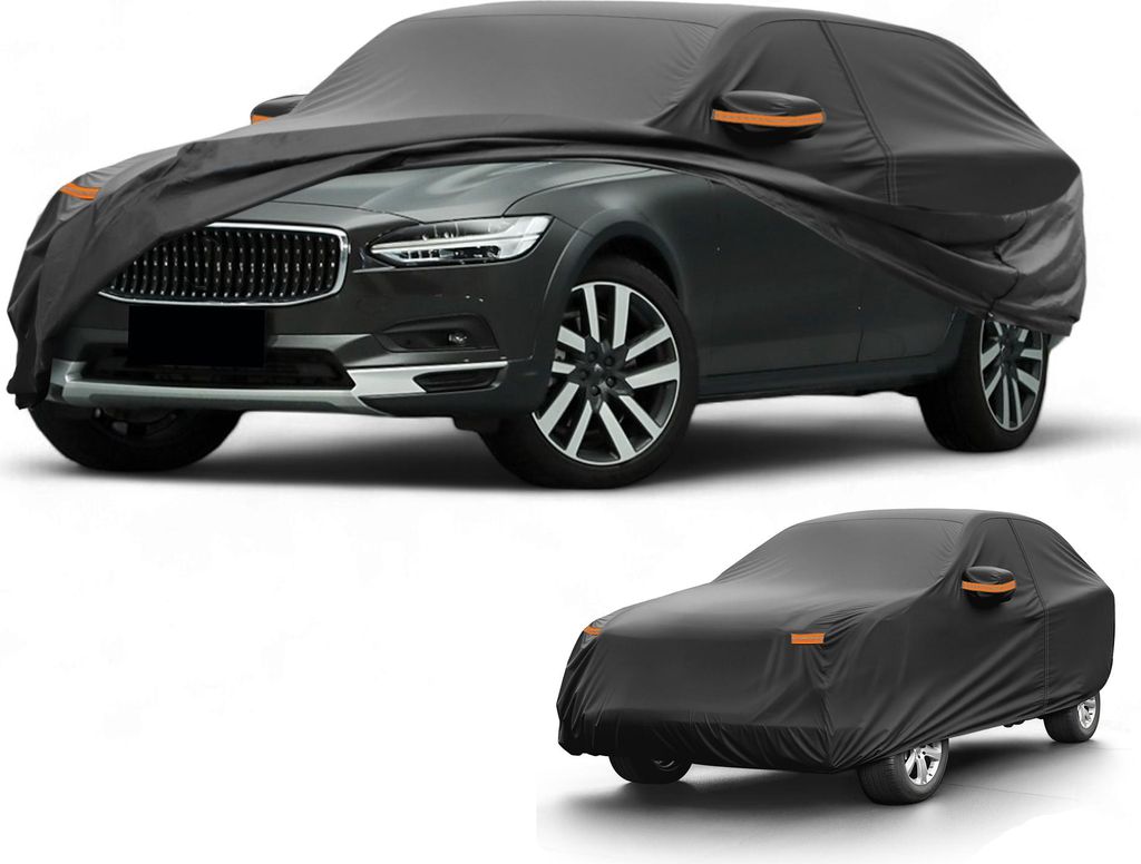 Autoabdeckung Wasserdicht Alle Wetter Automobil Au?en Anti-UV Sonne Regen Schutz Vollst?ndige Au?enabdeckung fš¹r Volvo V90 190T-PU Schwarz mit R...