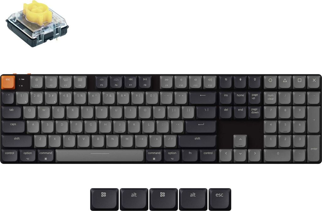 Keychron K5 QMK Kabellose Mechanische Tastatur Version 2, QWERTY US, Weiße LED / Banana Switch K5X-A4