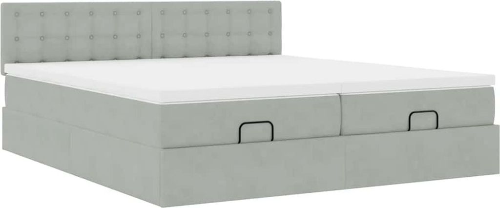 Ottoman-Bett mit Matratzen Hellgrau 200x200 cm Samt