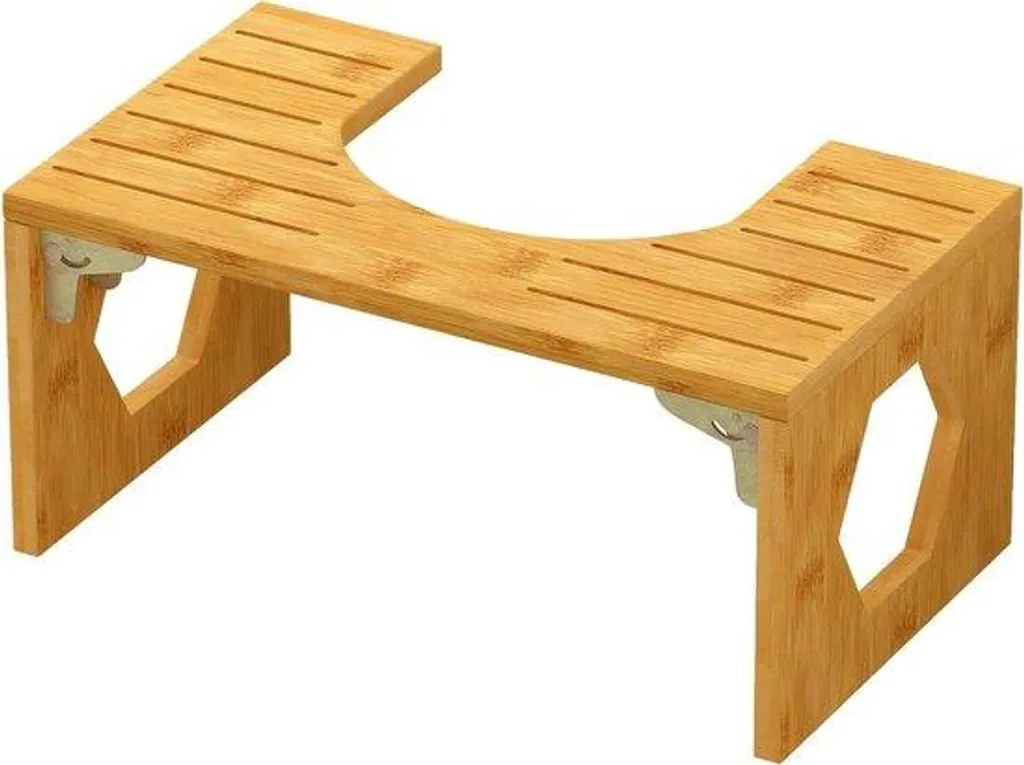 Table de Toilette Bambou Naturel 20 cm - Tabouret de Salle de Bain Pliable
