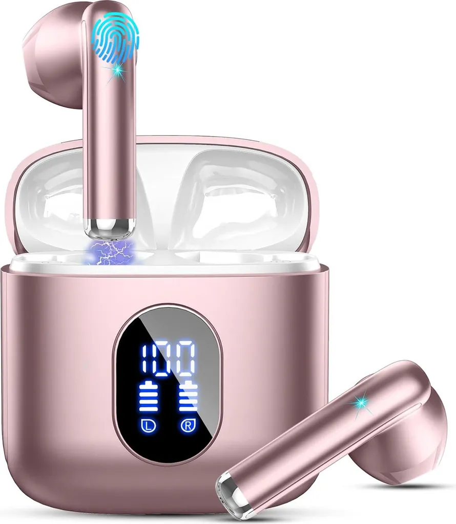 Bluetooth Kopfhörer In Ear 2026 Kabellos Bluetooth 5.4 6D Tiefer Bass 4 ENC Mic Noise Cancelling Earbuds 30Std USB-C IP7 Wasserdicht Sport