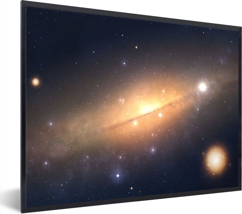 MuchoWow Gerahmtes Poster Eine orangefarbene Illustration der Milchstraße 80x60 cm - Poster mit Schwarzem Bilderrahmen Wandposter Rahmen Foto Bi...