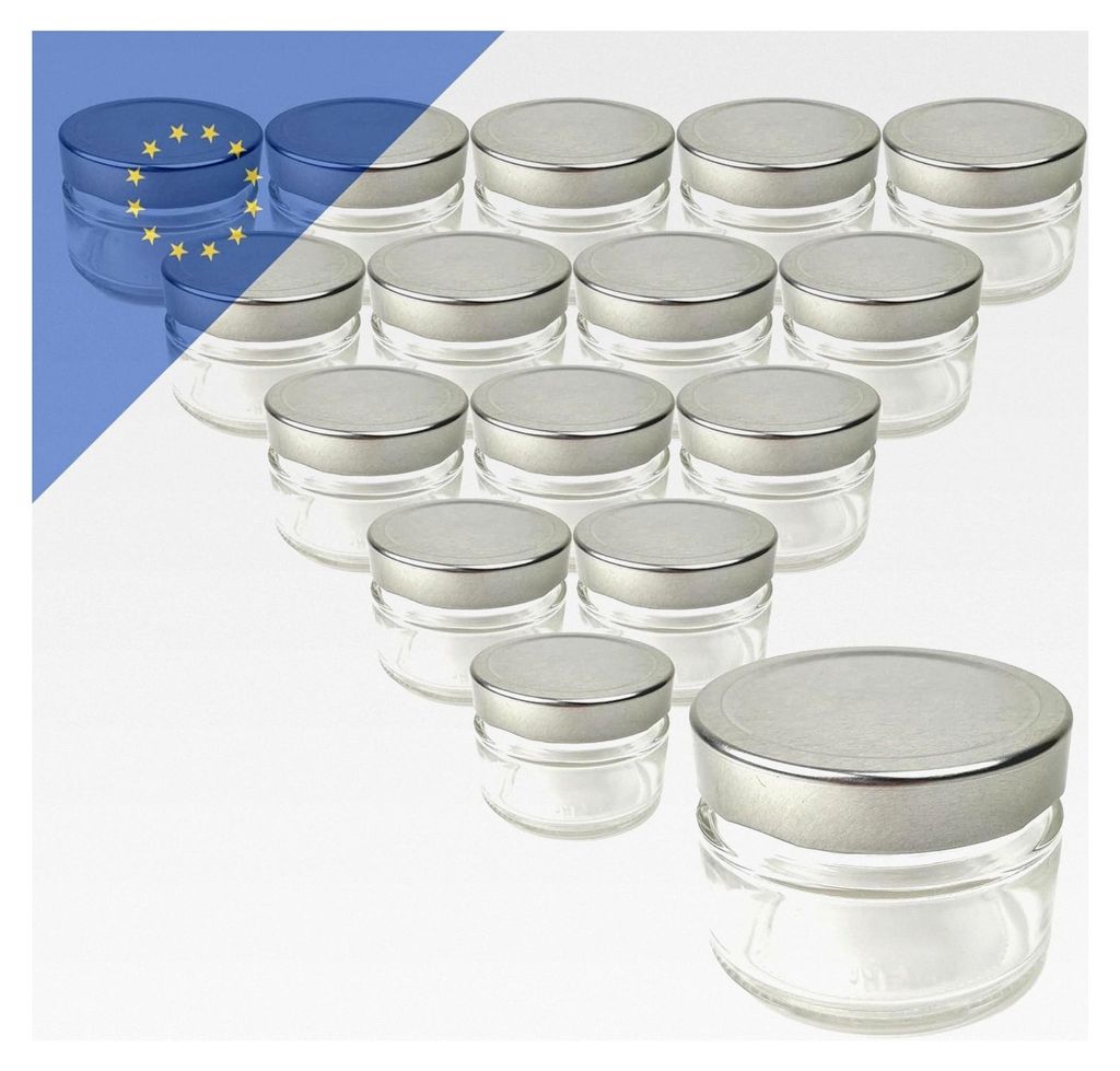 Einmachgläser 106ml silber (18 Stück) - Hochwertiges, luftdicht verschließbares Einmachglas für Marmeladen und Gewürze