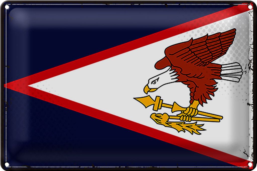 Blechschild Flagge 30x20cm Retro Flag of American Samoa