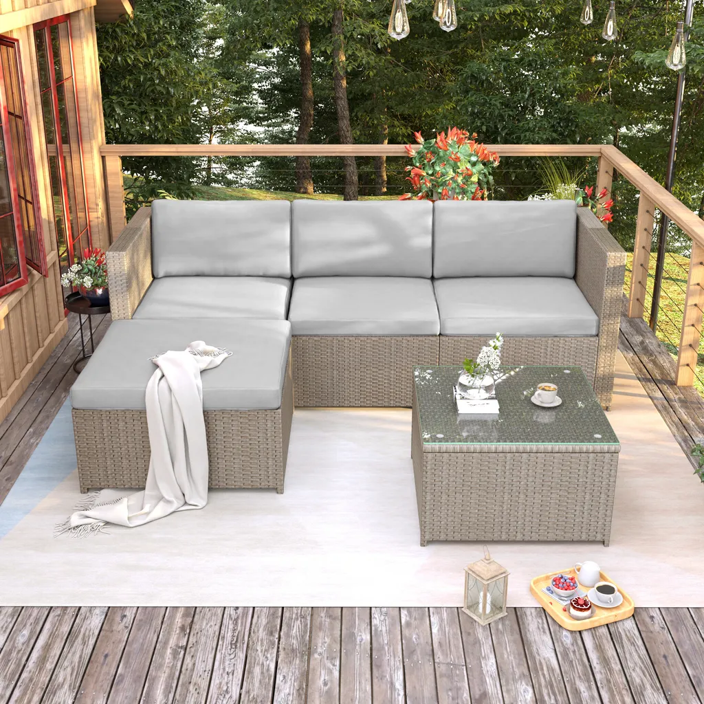 Salon de Détente Extérieur pour 4 Personnes Idéal Terrasse et Balcon
