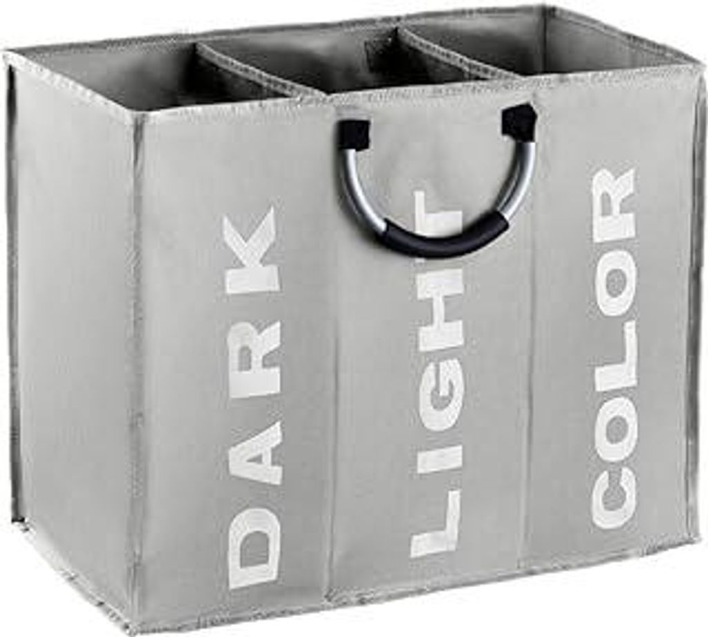 Wäschesortierer 3 Fächer, Faltbarer Wäschekorb Sortierer, Hell Dunkel Wäschesammler, 3 Fach Braun Kinderzimmer Kinder Baby Wäschebox, Wäsches...