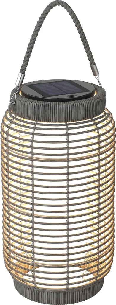 Outsunny Lampadaire d'extérieur Solaire Ø18x37cm Gris - Résine Tressée