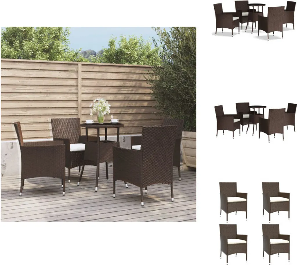 Salon de jardin pour balcon et terrasse 5 pièces en résine et coussins