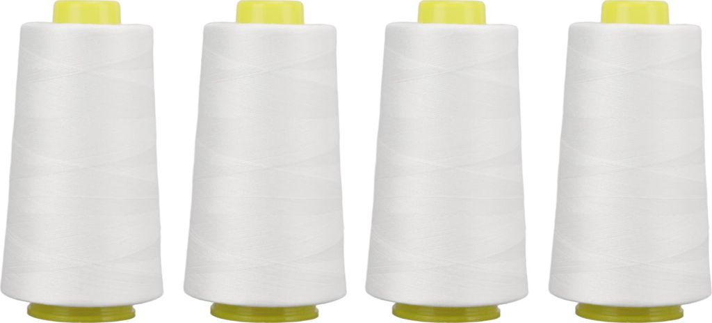 4 Stück Overlock-Garn, weiß, Premium-Polyester, robust, Produktbild 