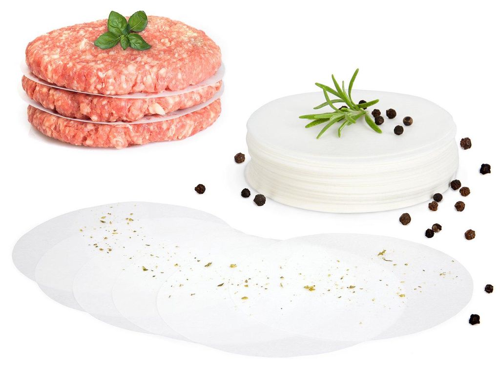 Burgerpapier/Backpapier für Burgerpresse Ø 13 cm, 1000 Stück – Antihaft-Backpapier/Papier für perfekte Hamburger und Cheeseburger – zum Gri...