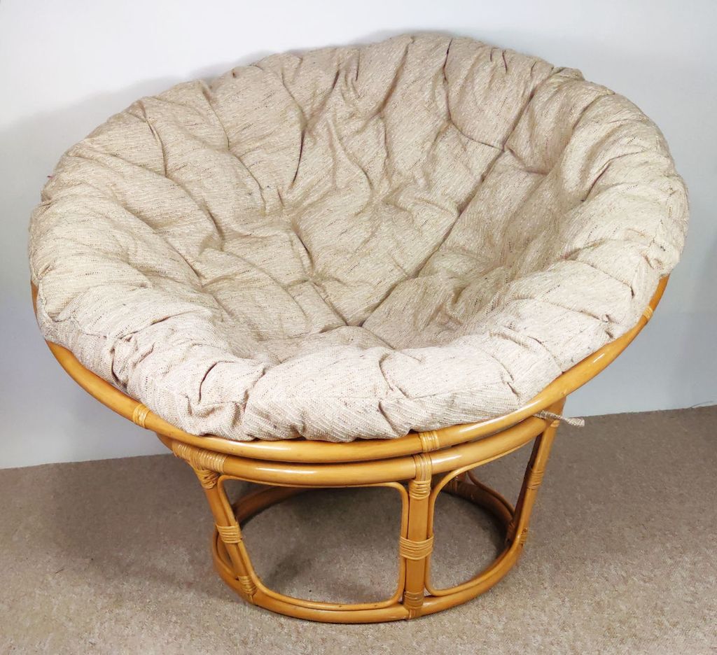 Rattan Papasan Sessel inkl. hochwertigen Polster, D 110 cm, Produktbild 7