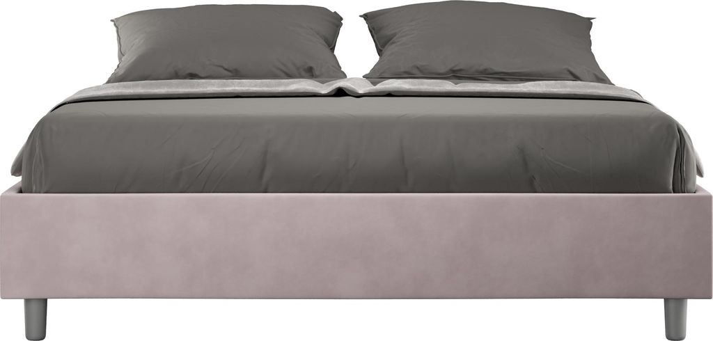 ITYHOME - Gepolstertes Bett ohne Lattenrost 160x190 mit Mikrofaserbezug Fliederfarbe Azelia