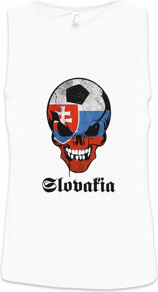 Urban Backwoods Classic Slowakia Football Skull Flag, Ärmelloses T-Shirt, Farbe: Weiß, Größe: 4XL