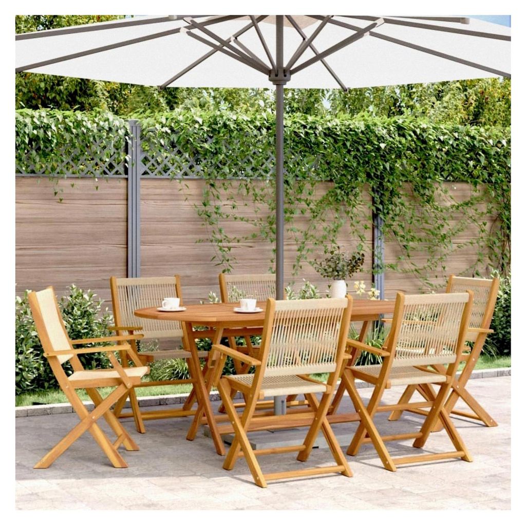 Klappstühle für den Garten, 6 Stück, Beige, Massivholz Akazie