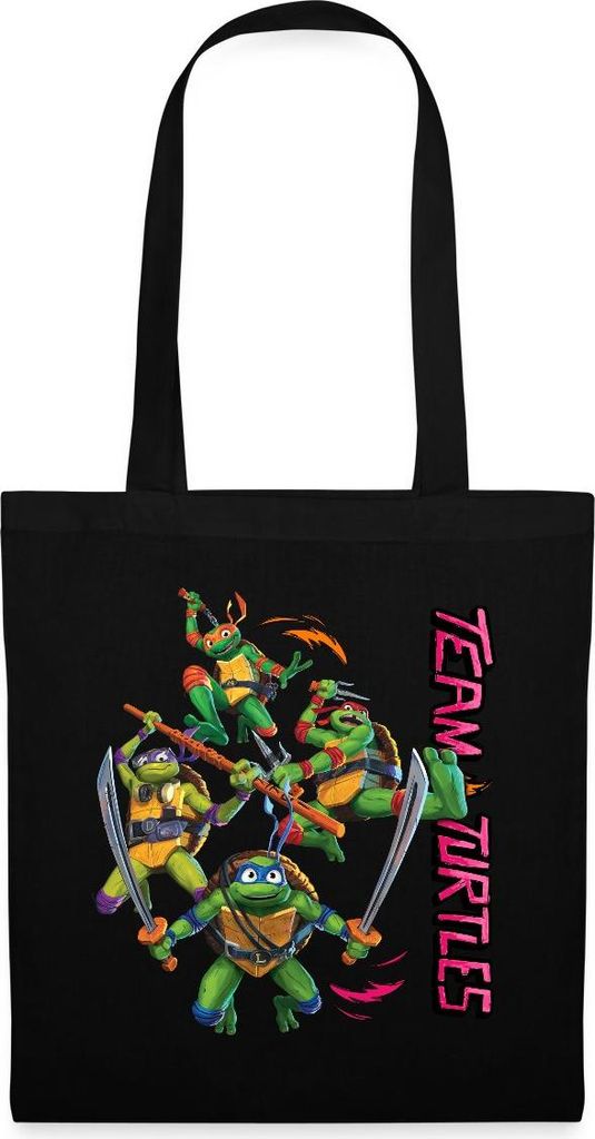 Spreadshirt TMNT Mutant Mayhem Team Turtles Stoffbeutel, One size, Schwarz