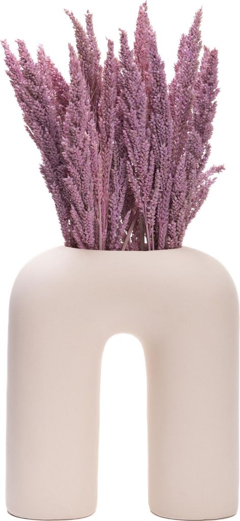 QUVIO Vase - U-Form - Keramik - Vasen - Blumenvase - Vase für Trockenblumen - Japandi - Skandinavisch - Beige
