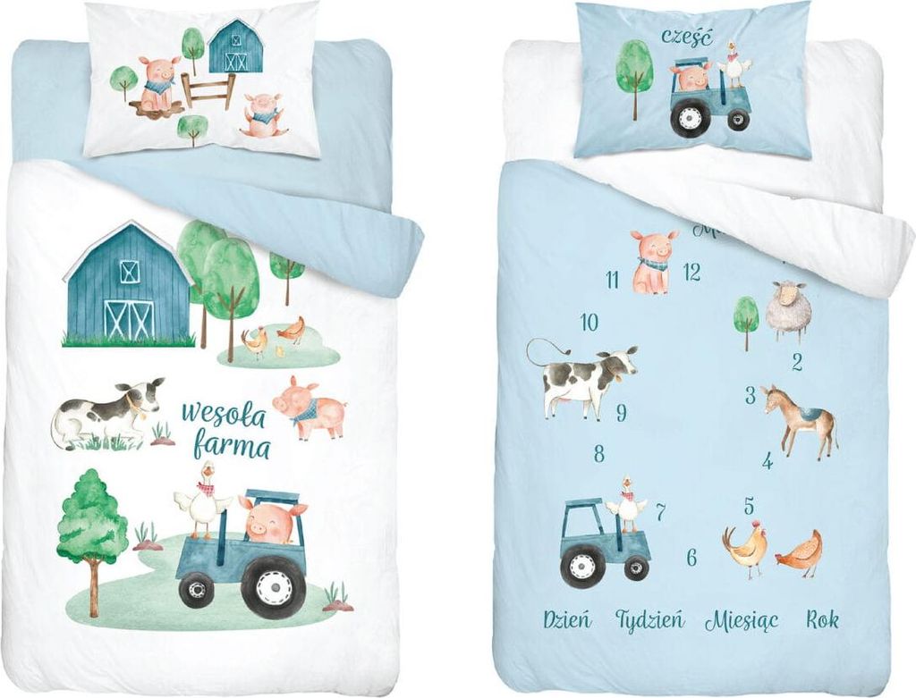 Babybettwäsche 100x135 Traktor Bauernhof BAUMWOLLE Produktbild 