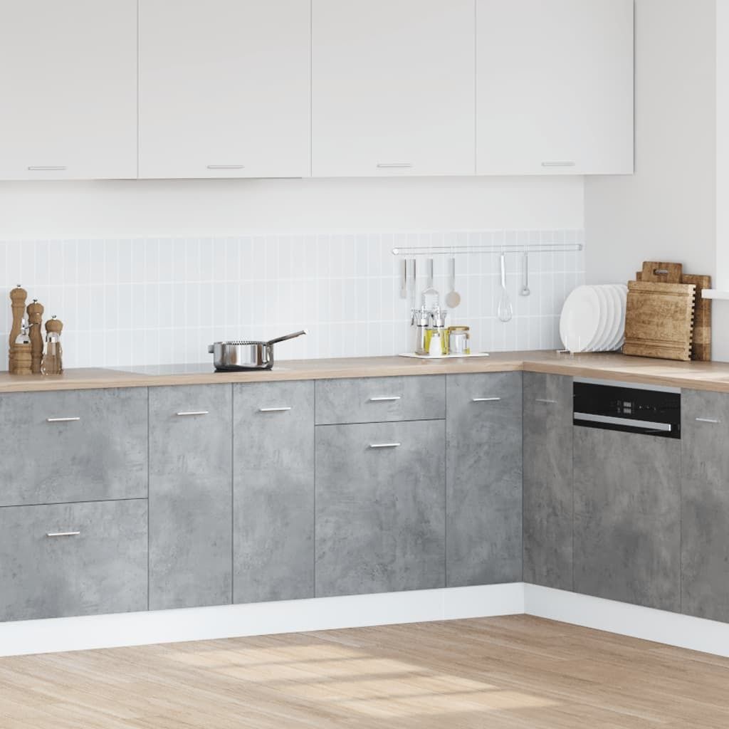 VidaXL Schubunterschrank Lyon, Betongrau, 40x46x81,5 Cm – Mit Schublade & Tür, Aus Holzwerkstoff, Für Küche & Bad