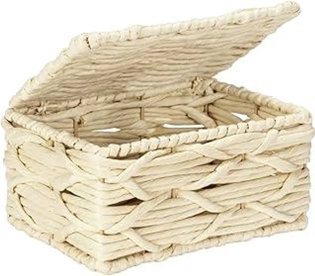 Badbox Vabriano Cestino Portaoggetti Boho 19x10x14cm Beige per Bagno