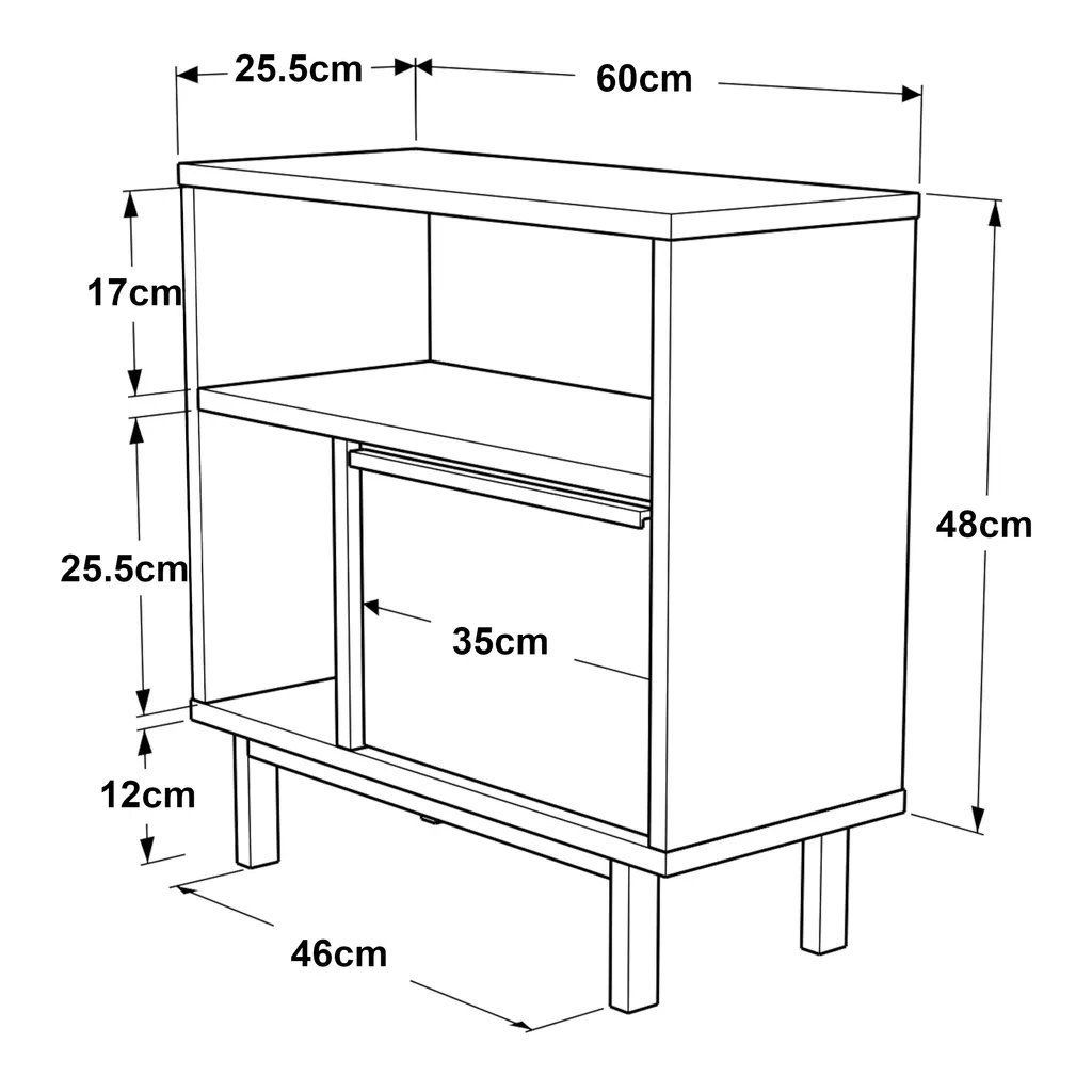 Table d'appoint Vesanto avec porte rabattable 60x60x26 cm - Blanc Mat