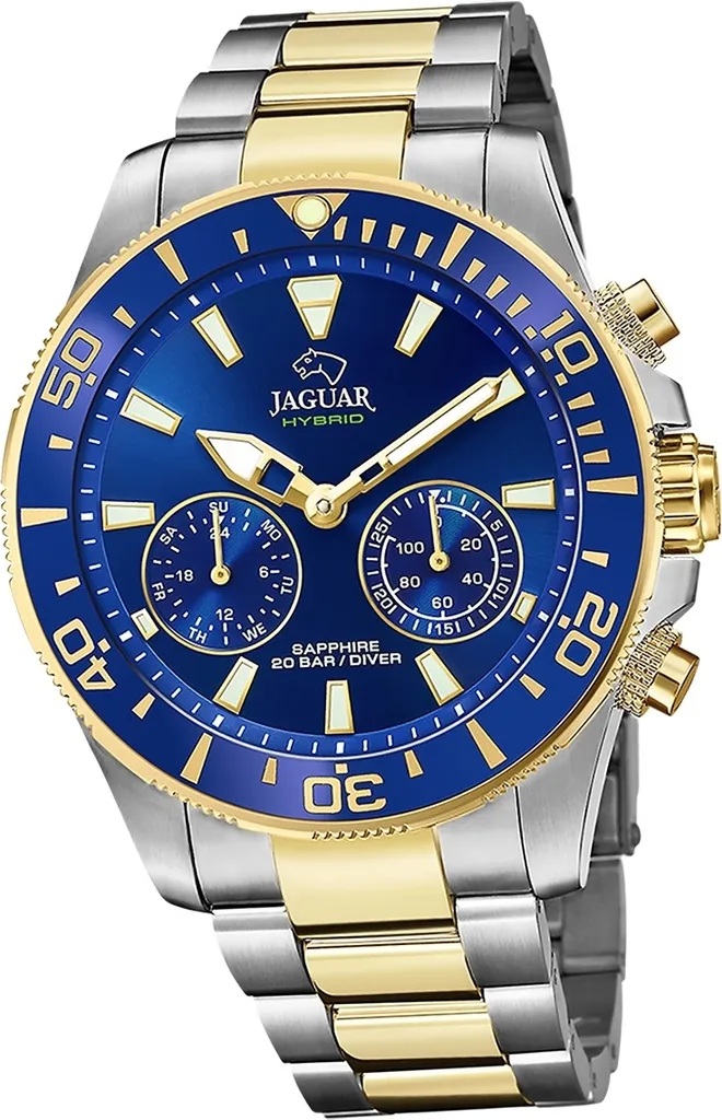 Montre de Luxe Connectée Jaguar Homme Argent Or pour le Quotidien