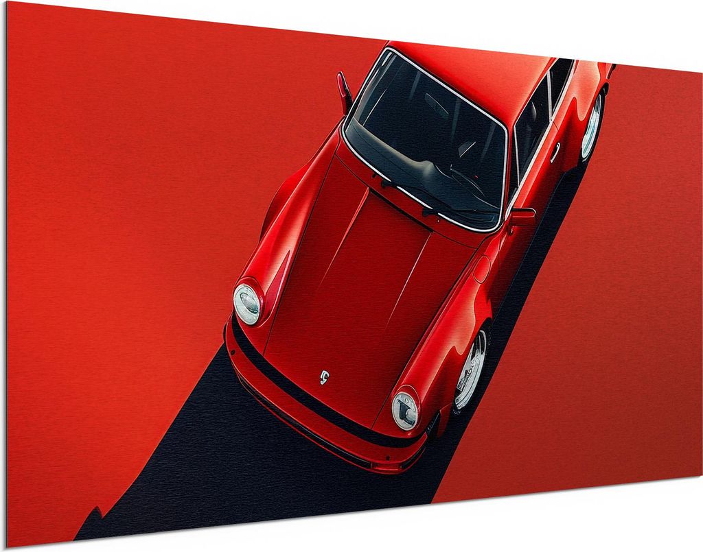 DEQORI Alu-Dibond Bild Silber 100x50 cm 'Speed in Scarlet' Wandbild Metall dünn Design