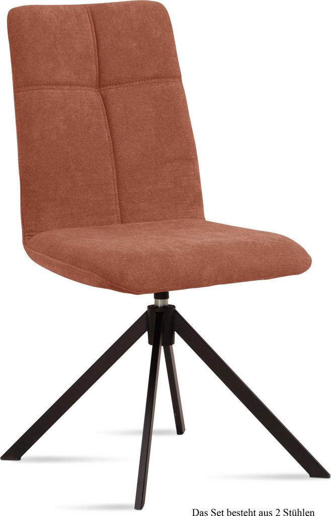 Esszimmerstuhl drehbar (2er-Set) Debbie 47x92x60 Schwarz/Cognac