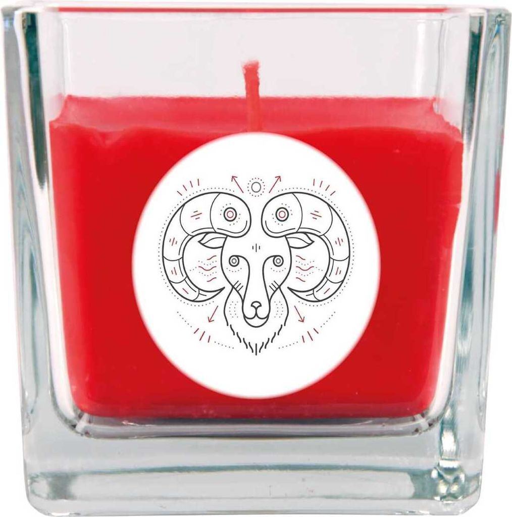HS Candle "Sternzeichen" Duftkerze Rose im Bonbonglas ( Widder ) - viele Motive zur Auswahl, 190g - Brenndauer bis zu 50 Std - Aries