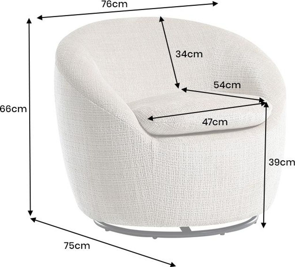 riess-ambiente Sessel ALPINE beige Cremona Chenille 360° Produktbild 