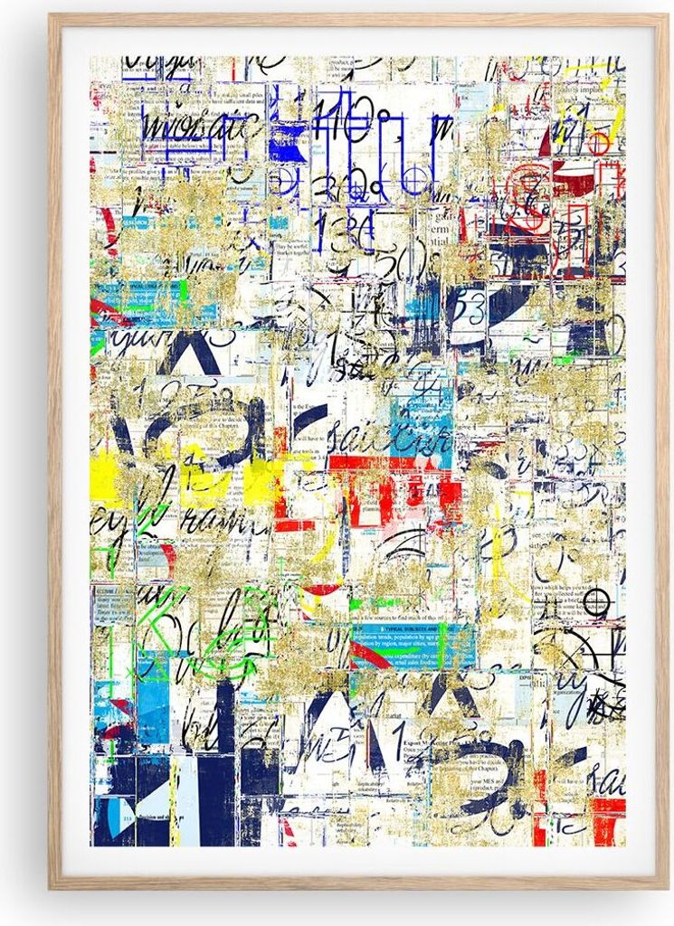 Gerahmtes Poster - Rahmen in heller Eiche - Straße Graffiti Wand Wandmalerei - 70x100 cm - Wand Bild - Wanddeko - Wandbilder - Wandposter - Bilder...