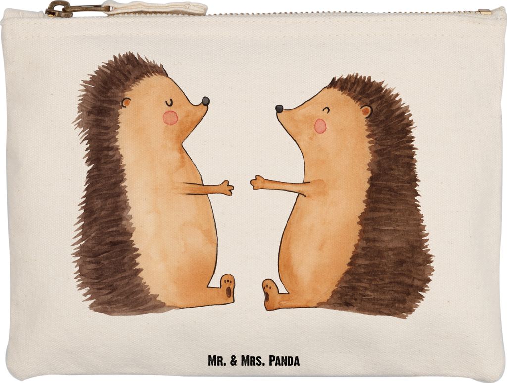 Mr. & Mrs. Panda Pouch Igel Liebe Grösse XL Große - Weiß - Geschenk, Partner, Schminktäschchen, Etui, Freundin, Stoffbeutel, Hochzeitstag, Fede...