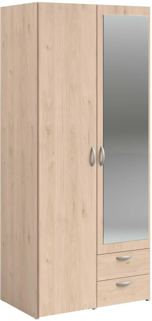 Penderie lingère VARIA bois chêne avec miroir et 2 tiroirs de rangement