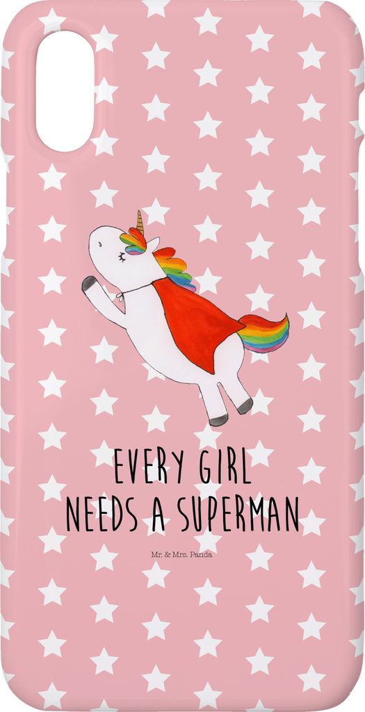 Mr. & Mrs. Panda Iphone 10 Handyhülle Einhorn Super - Rot Pastell - Geschenk, Superheld, Hülle, Cover, Freundin, Einhörner, X, Unicorn, Handy, Held